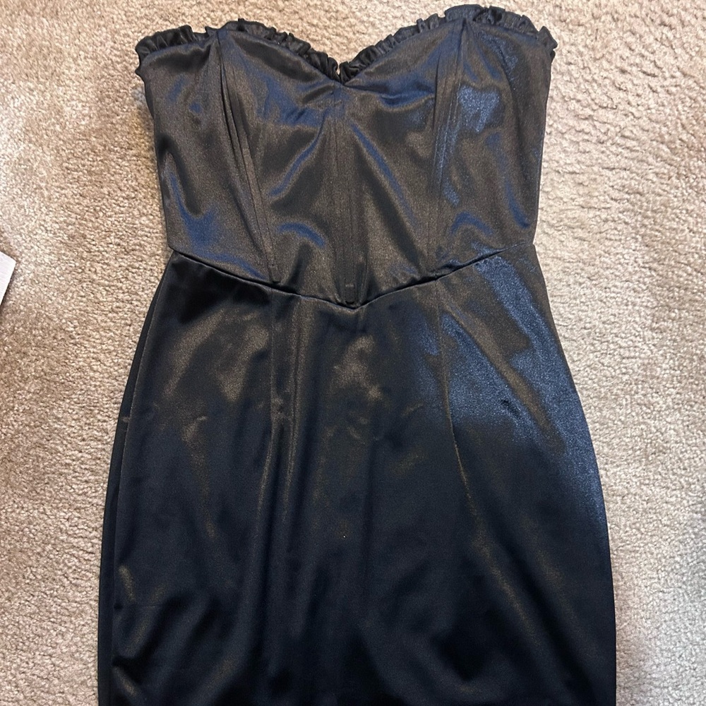 Blue Blush Strapless Black Dress